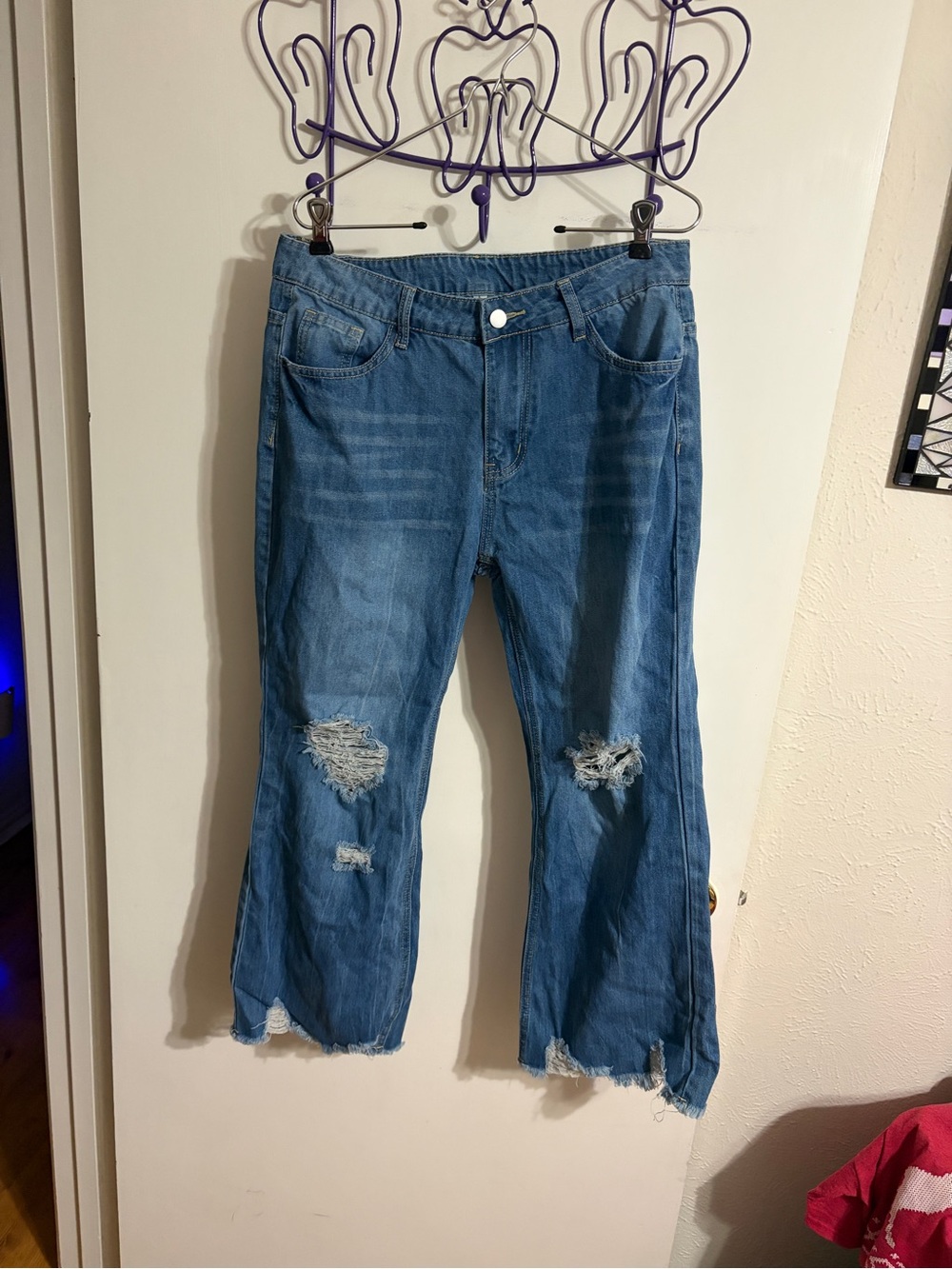 💜 Large High-Rise Distressed Blue Jeans